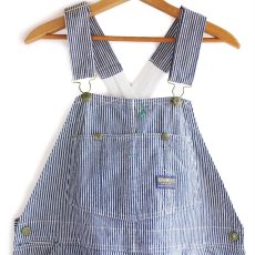 画像1: 70s USA製 OSHKOSH B'GOSH ローバック ヒッコリー ストライプ オーバーオール w42 (1)