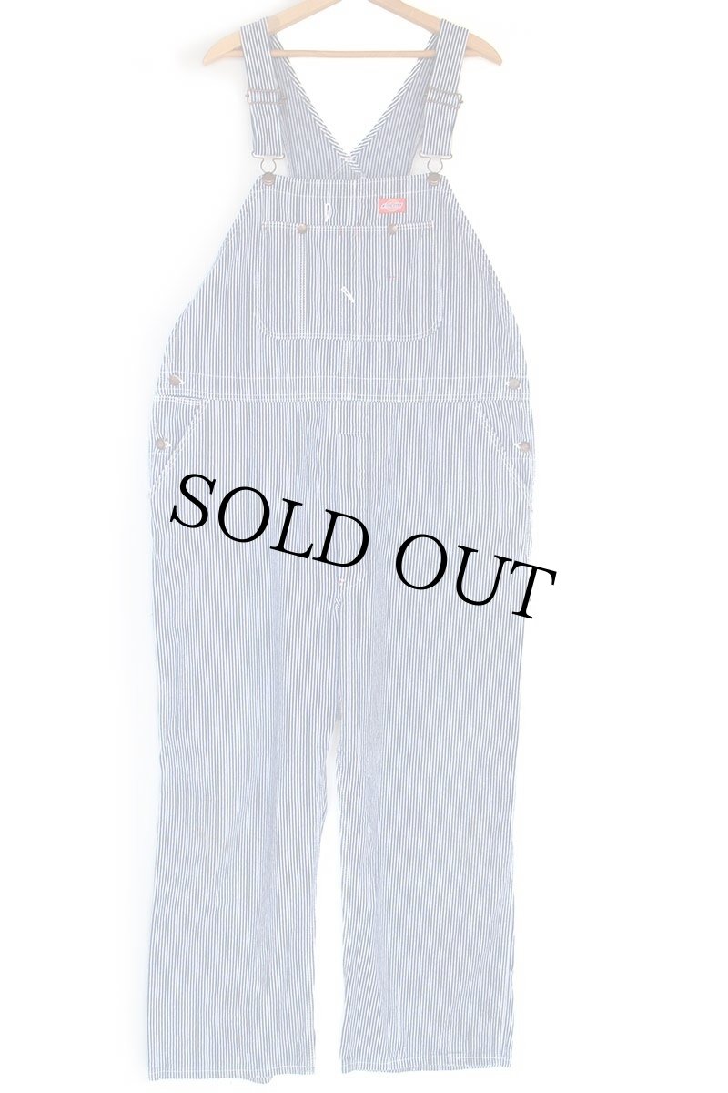 画像2: 90s USA製 Dickiesディッキーズ ヒッコリー ストライプ オーバーオール w44 (2)