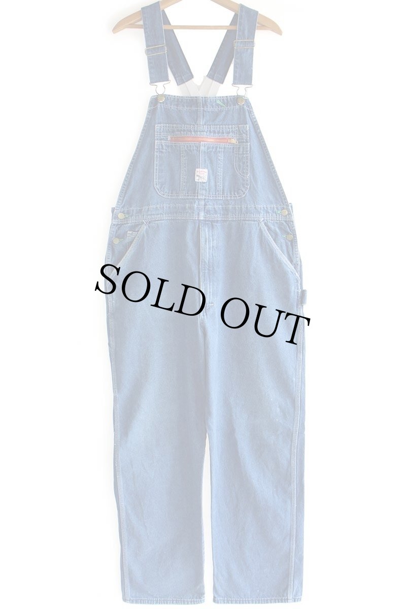 画像2: 90s USA製 POINTERポインター ローバック デニム オーバーオール w40 L34 (2)