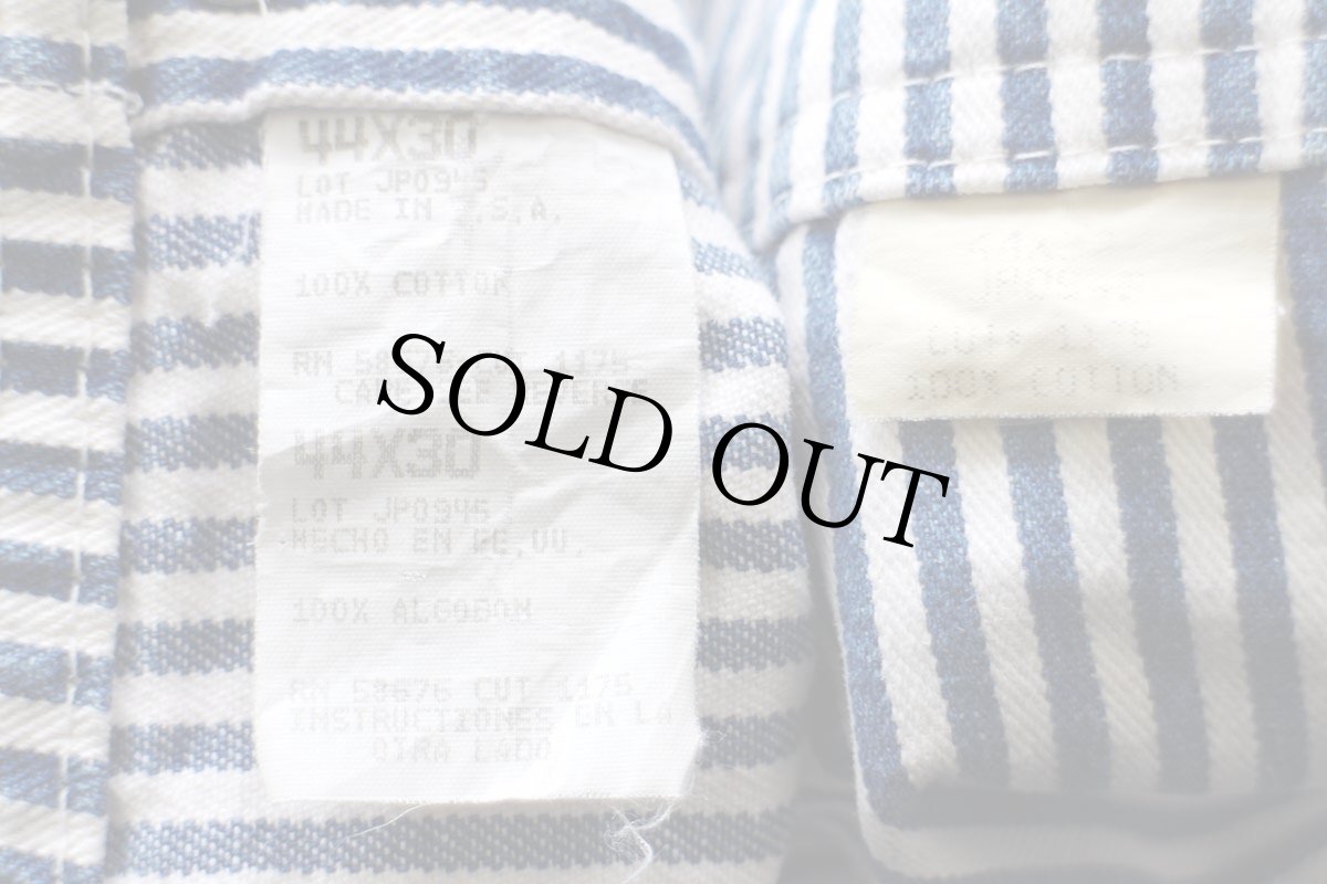 画像6: 90s USA製 JCPenney BIGMACビッグマック ペンキ飛び ダブルニー ヒッコリー ストライプ オーバーオール w44 (6)