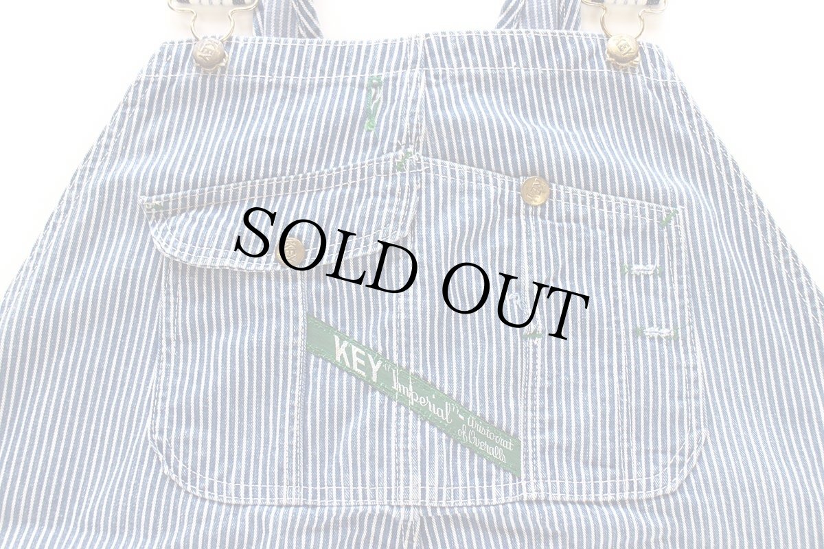 画像4: 80s USA製 KEY Imperial ヒッコリー ストライプ オーバーオール W46★特大 ビンテージ オールド ワーク ペインター パンツ ビッグサイズ (4)