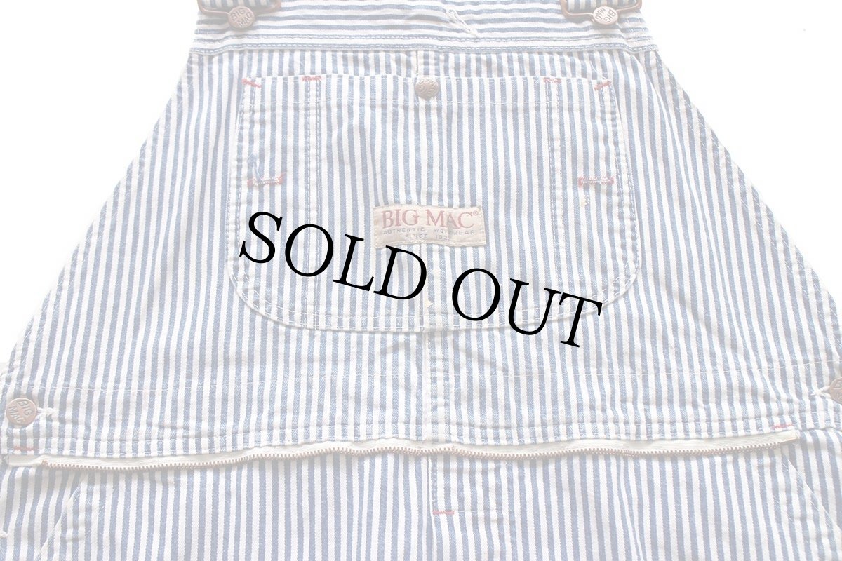 画像4: 90s USA製 JCPenney BIGMACビッグマック ペンキ飛び ダブルニー ヒッコリー ストライプ オーバーオール w44 (4)