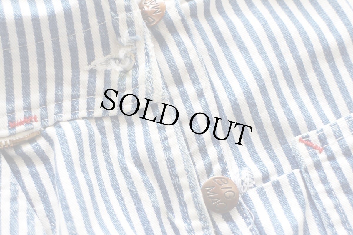 画像9: 90s USA製 JCPenney BIGMACビッグマック ダブルニー ヒッコリー ストライプ オーバーオール w44 (9)