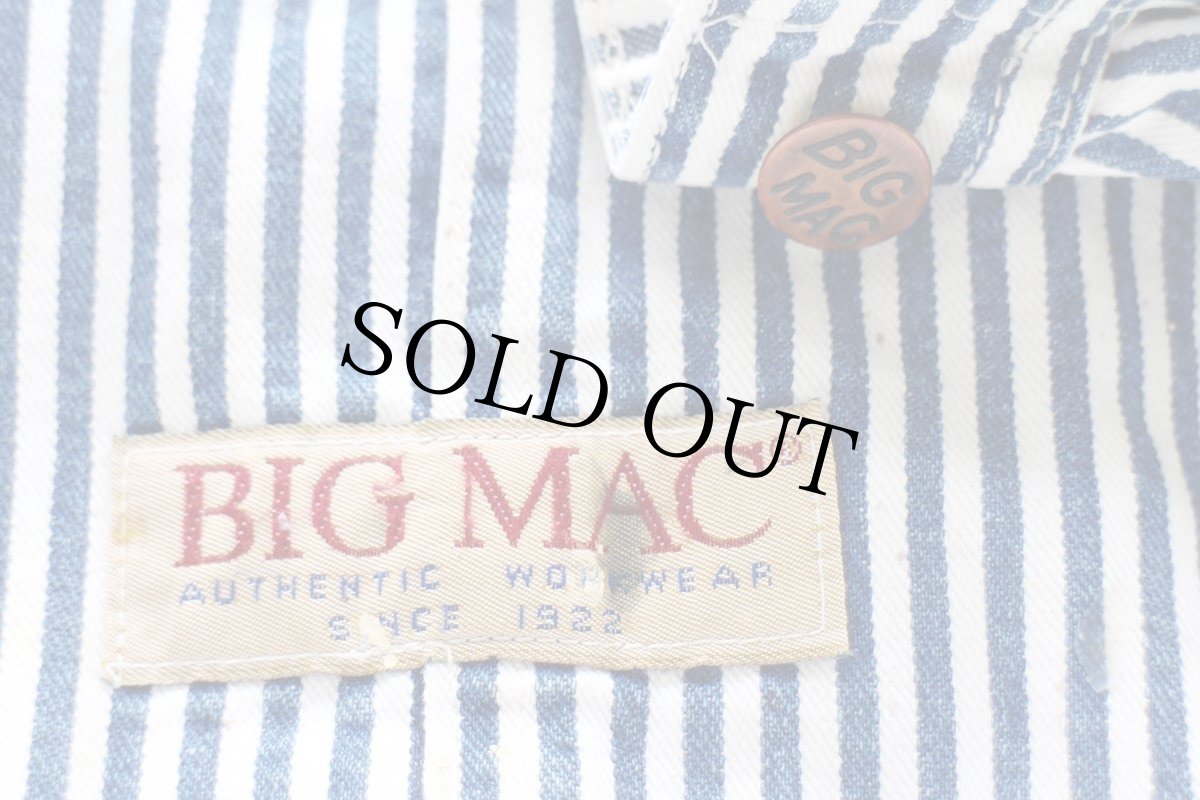 画像5: 90s USA製 JCPenney BIGMACビッグマック ペンキ飛び ダブルニー ヒッコリー ストライプ オーバーオール w44 (5)