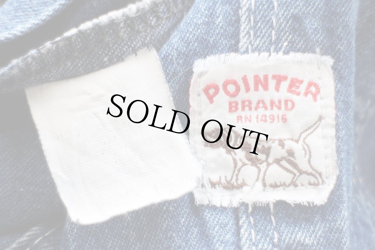 画像7: 90s USA製 POINTERポインター ローバック デニム オーバーオール w40 L34 (7)