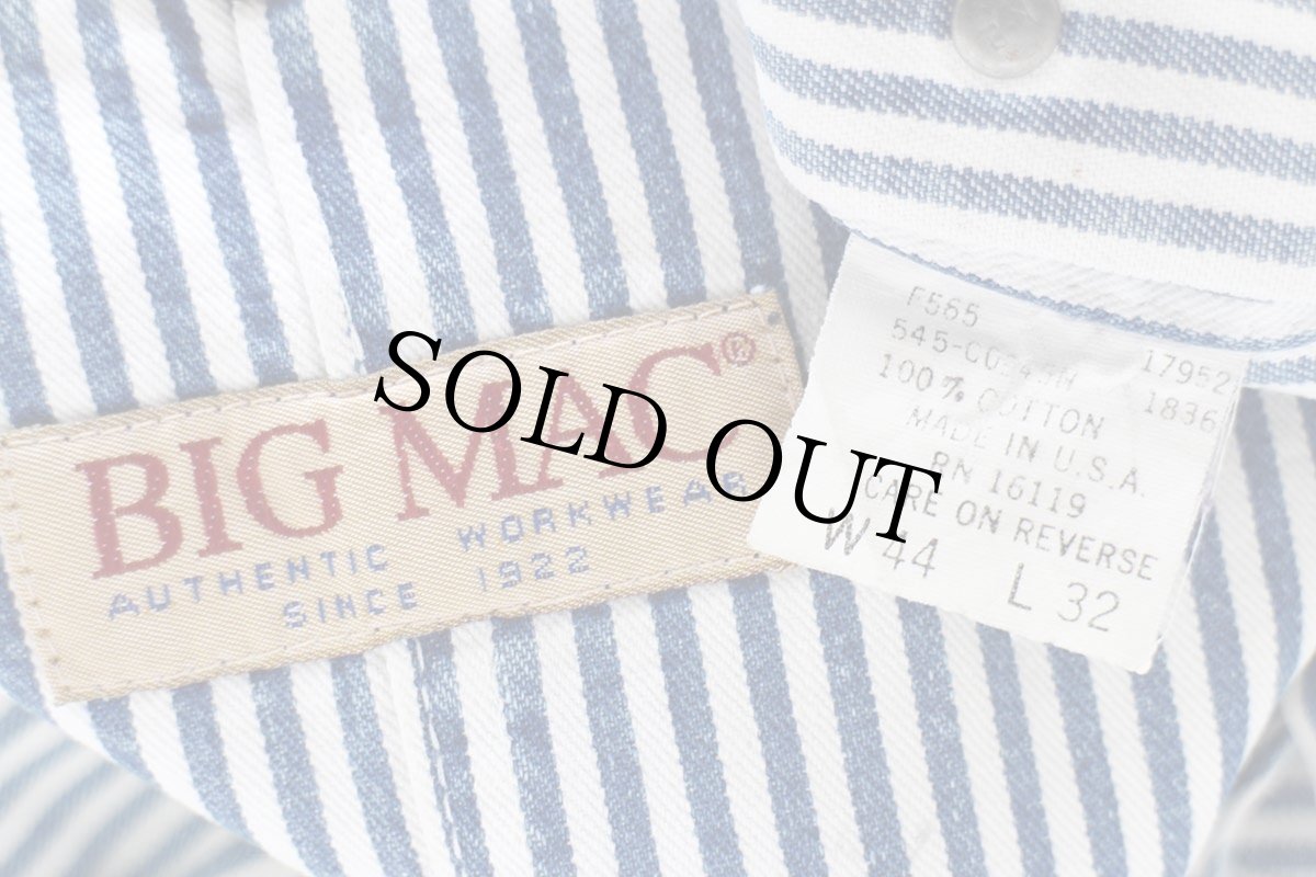 画像5: 90s USA製 JCPenney BIGMACビッグマック ダブルニー ヒッコリー ストライプ オーバーオール w44 (5)