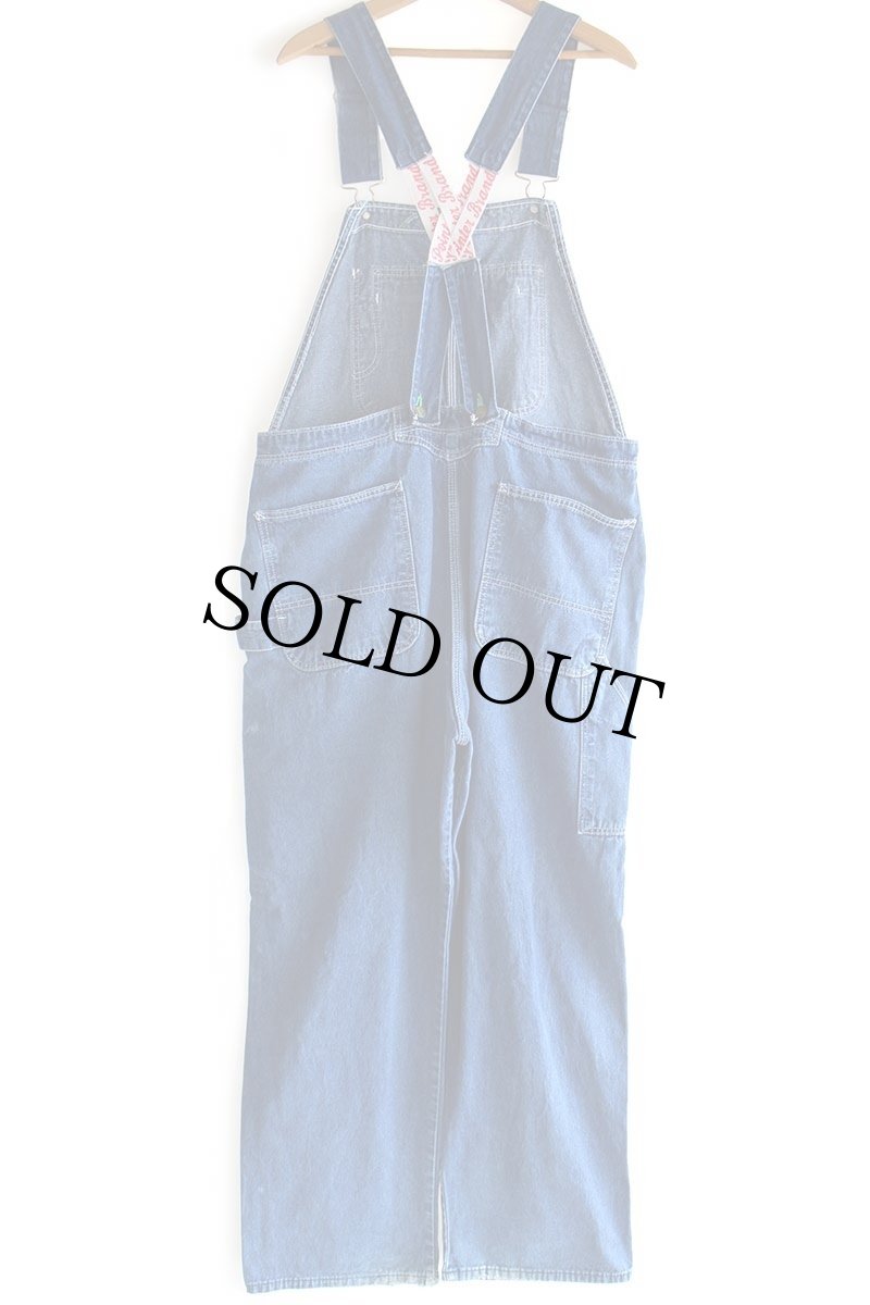 画像3: 90s USA製 POINTERポインター ローバック デニム オーバーオール w40 L34 (3)