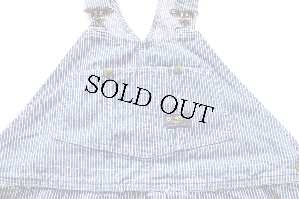 画像4: 80s USA製 OSHKOSH B'GOSH ダブルニー ヒッコリー ストライプ オーバーオール w42 L32 (4)