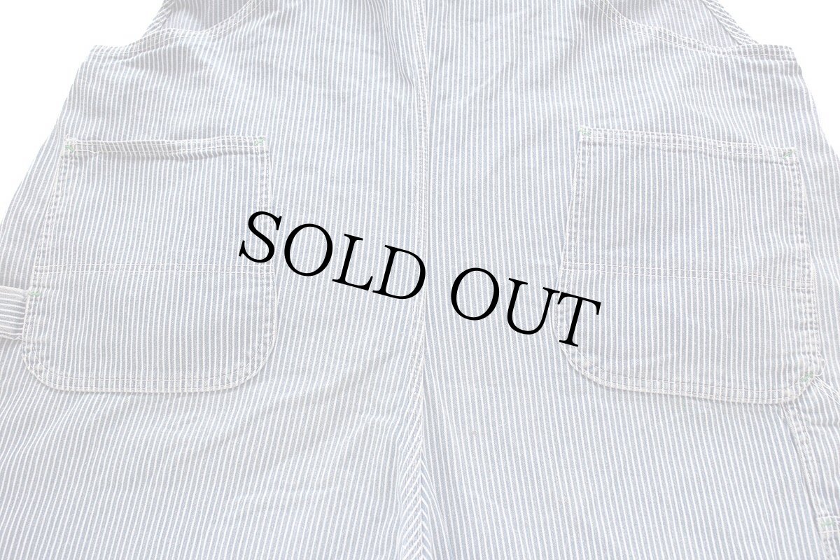 画像7: 90s POINTERポインター エプロン付き ダメージ ヒッコリー ストライプ オーバーオール w51★超特大 (7)