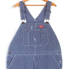 画像1: 90s USA製 Dickiesディッキーズ ヒッコリー ストライプ オーバーオール w44★特大 (1)