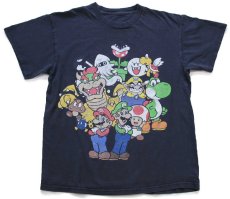 画像2: SUPER MARIO スーパーマリオ ルイージ クッパ ヨッシー ピノキオ クリボー ワリオ キャラクター コットンTシャツ 黒 フェード M (2)
