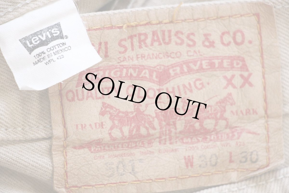 画像6: 00s メキシコ製 Levi'sリーバイス 501 後染め カラーデニムパンツ カーキ w30 L30 (6)