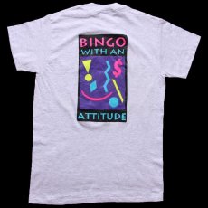画像2: 90s USA製 BIG BROTHERS BINGO WITH AN ATTITUDE アート 蛍光プリント Tシャツ 杢ライトグレー M (2)
