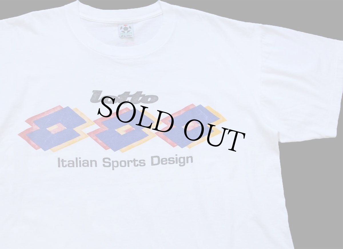 画像1: 90s USA製 Lottoロット Italian Sports Design ロゴ コットンTシャツ 白 XL (1)