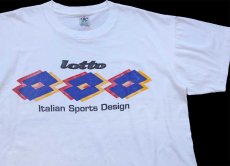 画像1: 90s USA製 Lottoロット Italian Sports Design ロゴ コットンTシャツ 白 XL (1)