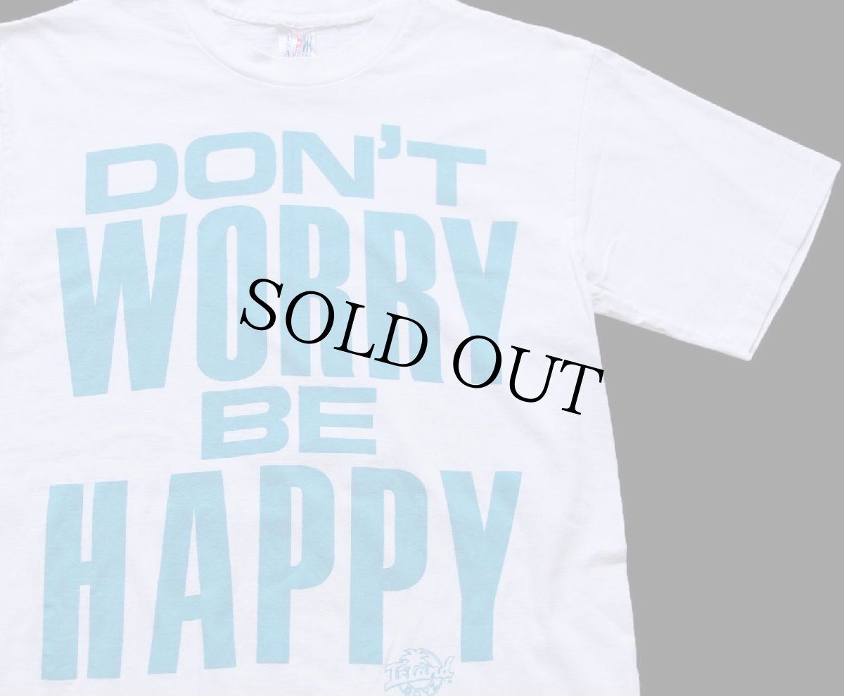 画像1: 90s USA製 DON'T WORRY BE HAPPY メッセージ コットンTシャツ 白 M (1)