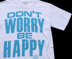 画像1: 90s USA製 DON'T WORRY BE HAPPY メッセージ コットンTシャツ 白 M (1)