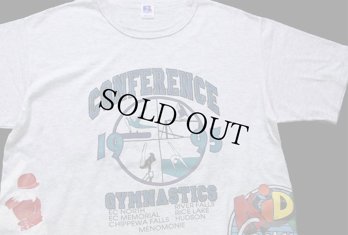 画像3: 90s USA製 RUSSELLラッセル CONFERENCE GYMNASTICS SPOONER FOOTBALL YMCA テストプリント Tシャツ 杢ライトグレー L (3)