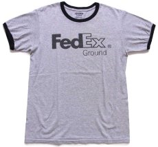 画像2: FedExフェデックス ロゴ 両面プリント リンガーTシャツ 杢グレー×黒 M (2)