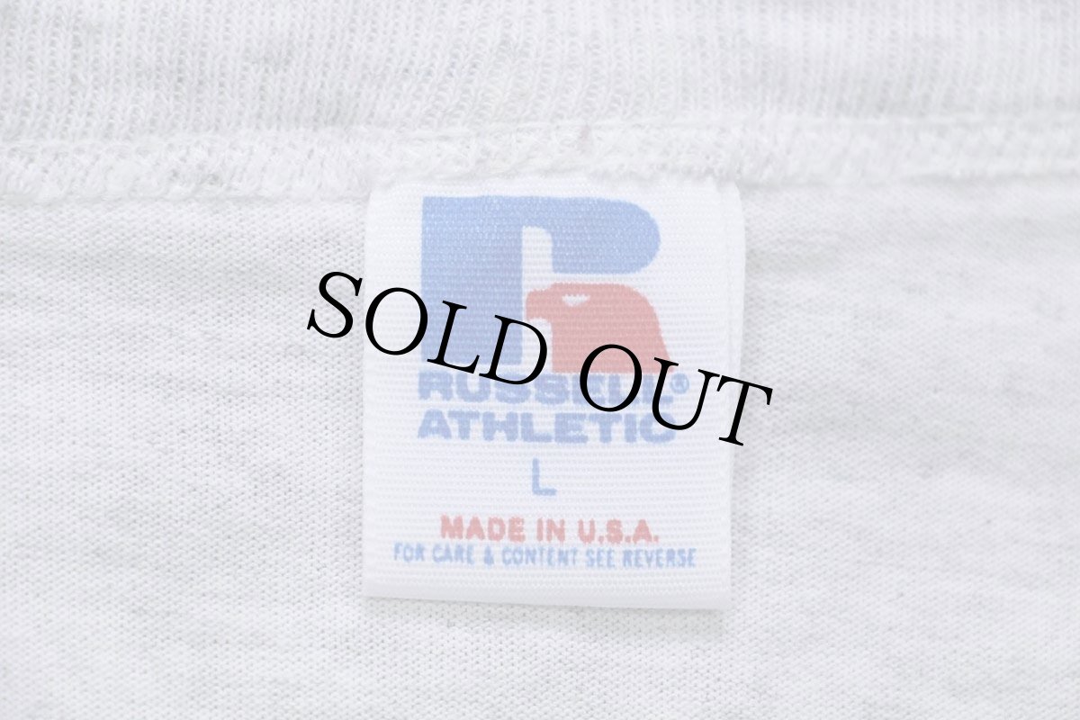 画像5: 90s USA製 RUSSELLラッセル CONFERENCE GYMNASTICS SPOONER FOOTBALL YMCA テストプリント Tシャツ 杢ライトグレー L (5)