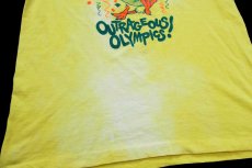 画像6: 90s USA製 I Survived SYCAMORE'S OUTRAGEOUS OLYMPICS! チキン イラスト ブリーチ Tシャツ 黄 L (6)