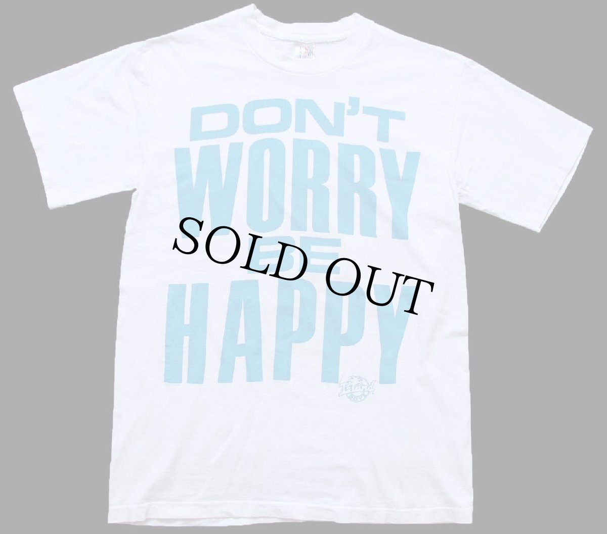 画像2: 90s USA製 DON'T WORRY BE HAPPY メッセージ コットンTシャツ 白 M (2)