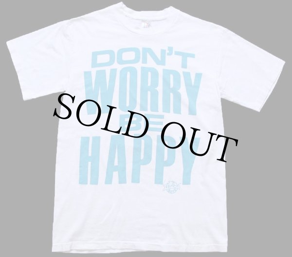 90s USA製 DON'T WORRY BE HAPPY メッセージ コットンTシャツ 白 M