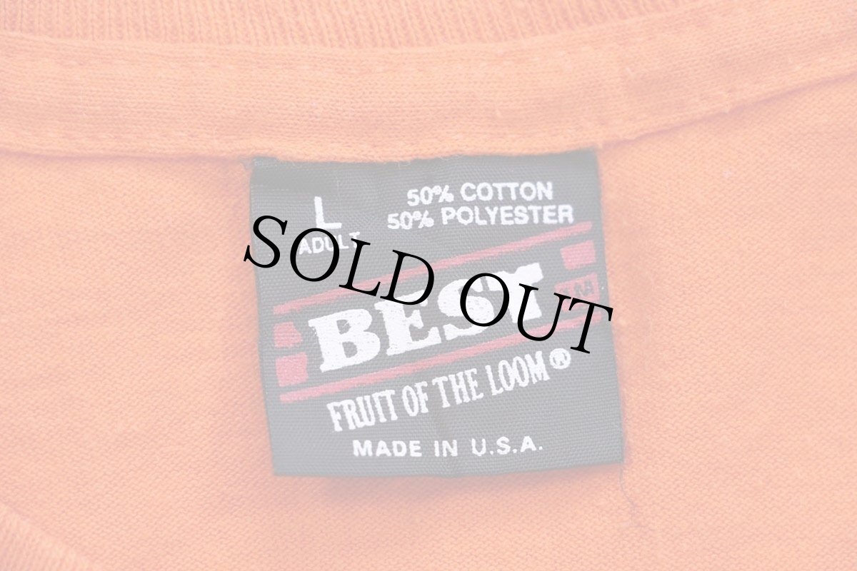 画像4: 90s USA製 MICKEY ミッキー マウス 刺繍 Tシャツ オレンジ L (4)