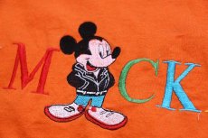画像5: 90s USA製 MICKEY ミッキー マウス 刺繍 Tシャツ オレンジ L (5)