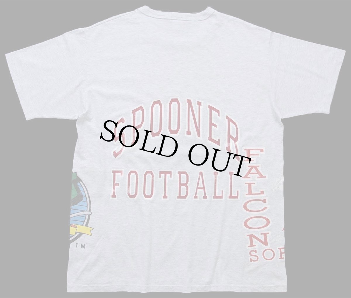 画像2: 90s USA製 RUSSELLラッセル CONFERENCE GYMNASTICS SPOONER FOOTBALL YMCA テストプリント Tシャツ 杢ライトグレー L (2)