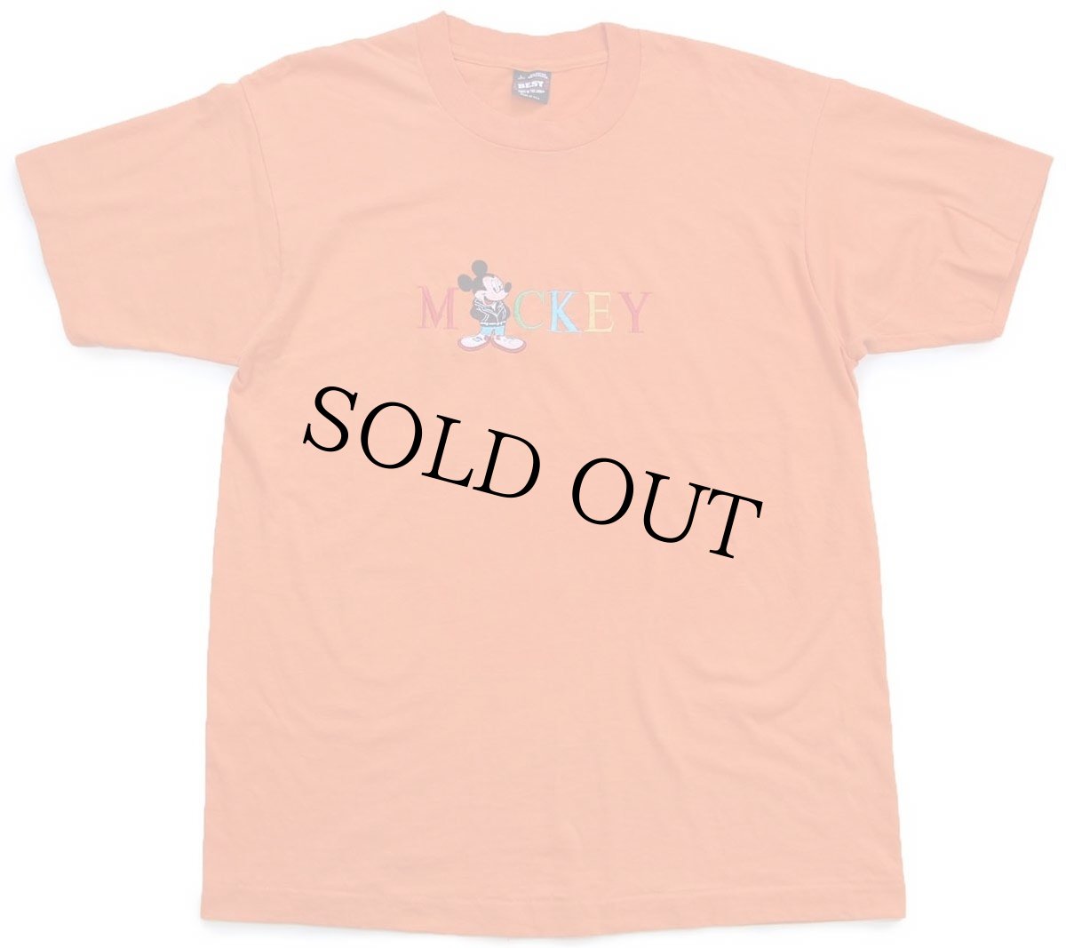 画像2: 90s USA製 MICKEY ミッキー マウス 刺繍 Tシャツ オレンジ L (2)