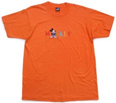 画像2: 90s USA製 MICKEY ミッキー マウス 刺繍 Tシャツ オレンジ L (2)
