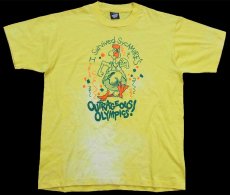 画像2: 90s USA製 I Survived SYCAMORE'S OUTRAGEOUS OLYMPICS! チキン イラスト ブリーチ Tシャツ 黄 L (2)