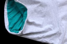 画像5: 90s USA製 CREDIT UNION レイヤードネック&スリーブ コットンTシャツ ボロ 杢ライトグレー×エメラルドグリーン L (5)