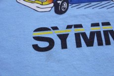 画像4: 90s EMC SYMMETRIX エコノライン バン フレイムス 星条旗 両面プリント Tシャツ 水色 XL (4)