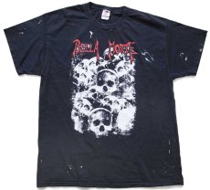 画像2: 00s BELLA MORTE ペンキ飛び スカル コットン バンドTシャツ 黒 XL (2)
