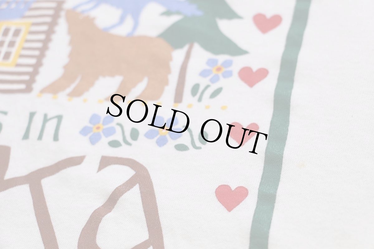 画像6: 90s USA製 MY HEART IS IN ALASKA アニマル ハート ツリー フラワー アート コットンTシャツ 生成り XL (6)