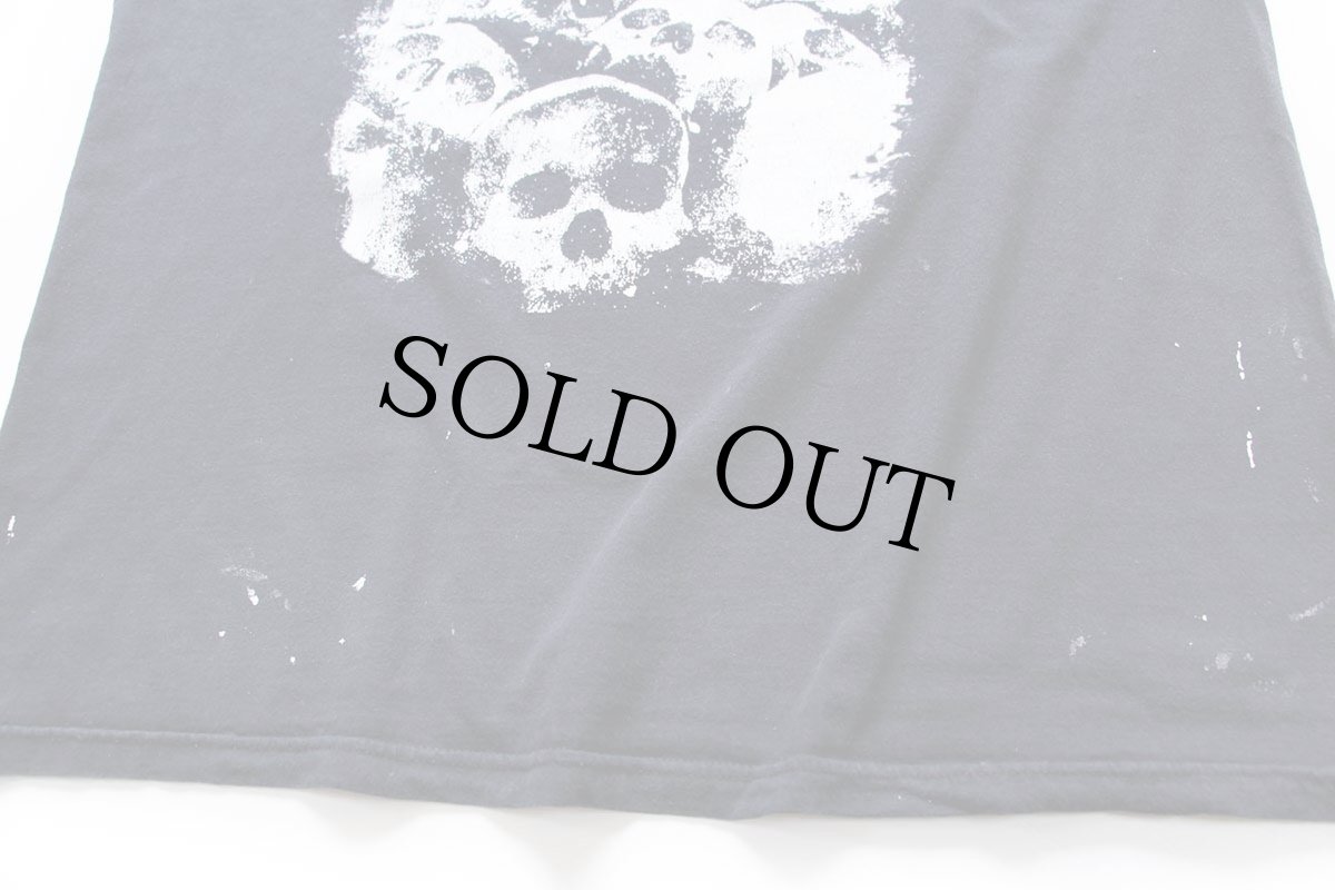 画像5: 00s BELLA MORTE ペンキ飛び スカル コットン バンドTシャツ 黒 XL (5)