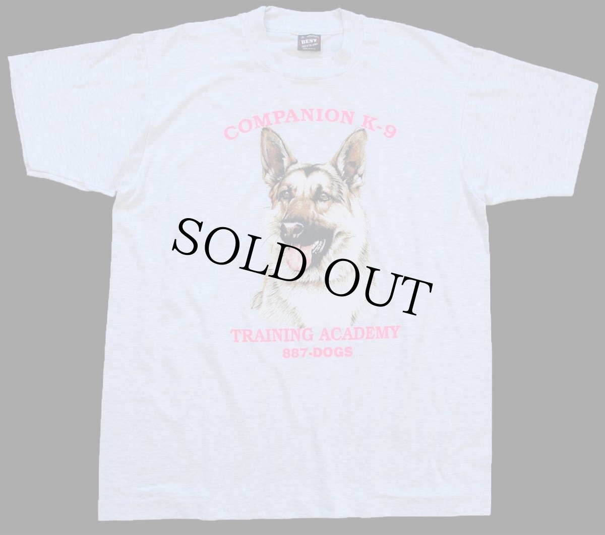 画像2: 90s USA製 COMPANION K-9 ジャーマン シェパード ドッグ アート Tシャツ 杢ライトグレー L (2)