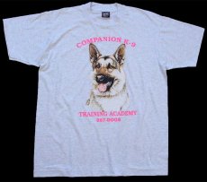 画像2: 90s USA製 COMPANION K-9 ジャーマン シェパード ドッグ アート Tシャツ 杢ライトグレー L (2)