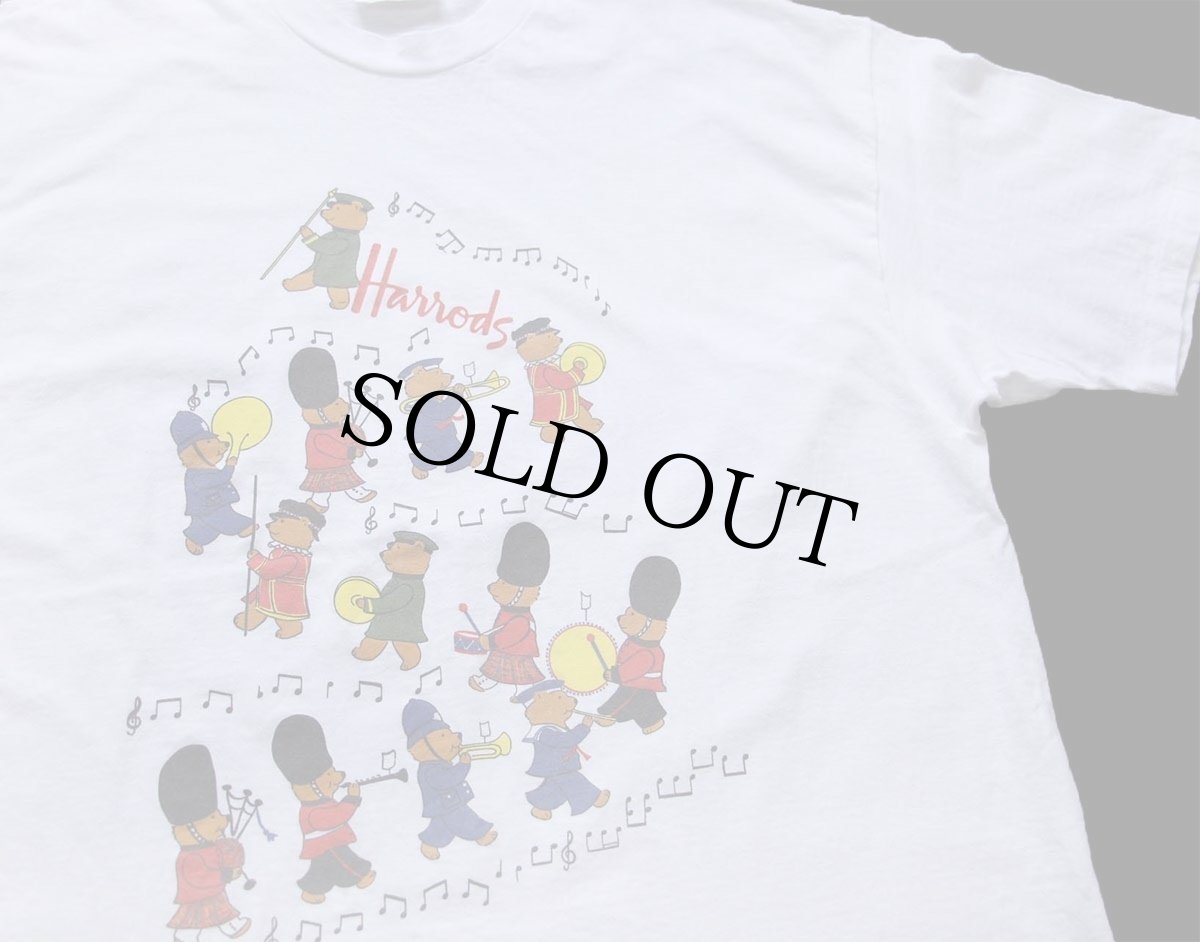 画像1: 90s Harrods マーチングバンド コットンTシャツ 白 XL (1)