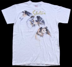画像2: 90s USA製 Sheltie シェットランド シープドッグ アート Tシャツ 白 L (2)