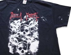 画像1: 00s BELLA MORTE ペンキ飛び スカル コットン バンドTシャツ 黒 XL (1)