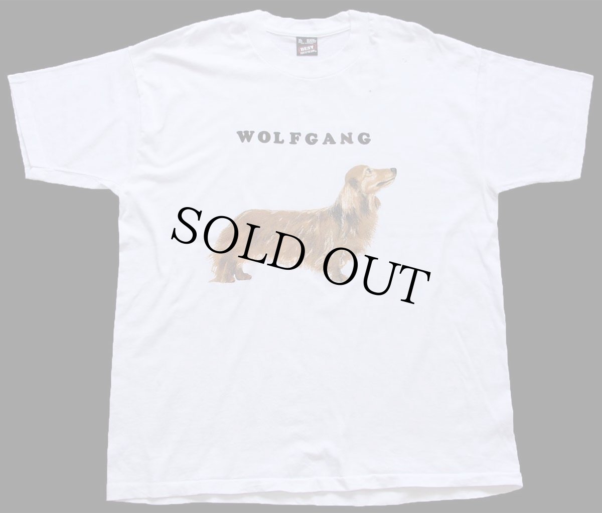 画像2: 90s USA製 WOLFGANG フェルトプリント ダックスフンド ドッグ アート Tシャツ 白 XL (2)