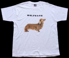 画像2: 90s USA製 WOLFGANG フェルトプリント ダックスフンド ドッグ アート Tシャツ 白 XL (2)