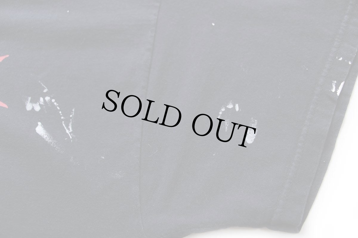 画像6: 00s BELLA MORTE ペンキ飛び スカル コットン バンドTシャツ 黒 XL (6)