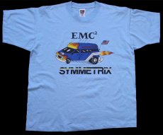 画像2: 90s EMC SYMMETRIX エコノライン バン フレイムス 星条旗 両面プリント Tシャツ 水色 XL (2)