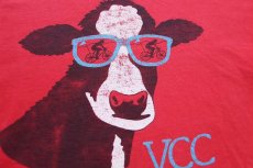 画像4: 80s USA製 Hanes VCC Four Seasons Cycling 牛 イラスト コットンTシャツ 赤 フェード XL (4)