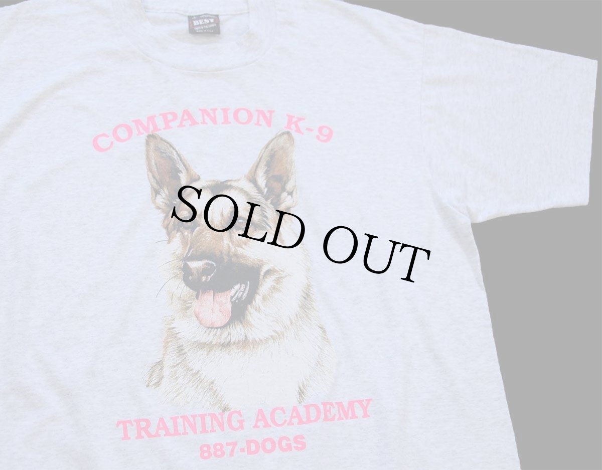 画像1: 90s USA製 COMPANION K-9 ジャーマン シェパード ドッグ アート Tシャツ 杢ライトグレー L (1)