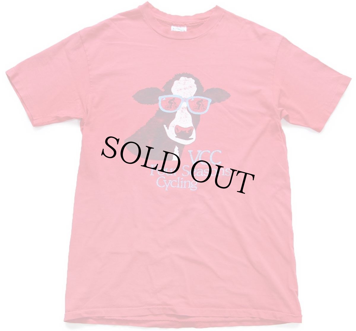 画像2: 80s USA製 Hanes VCC Four Seasons Cycling 牛 イラスト コットンTシャツ 赤 フェード XL (2)